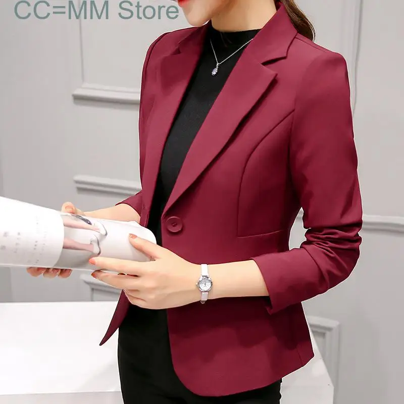 New Notched Blazers for Women Fashion Slim Solid Elegant Suits Office Ladies Long Sleeve Chic Casual Blazer