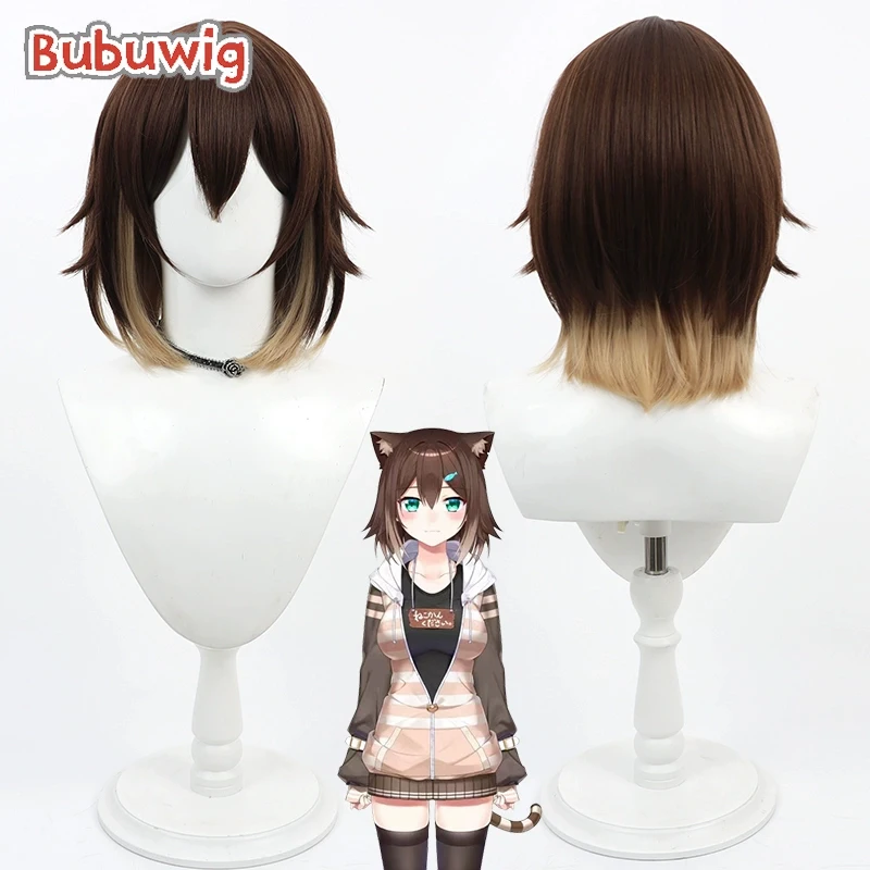 

Bubuwig Synthetic Hair Fumino Tamaki Cosplay Wigs Virtual YouTuber Fumino Tamaki 30cm Short Brown Gradient Wig Heat Resistant