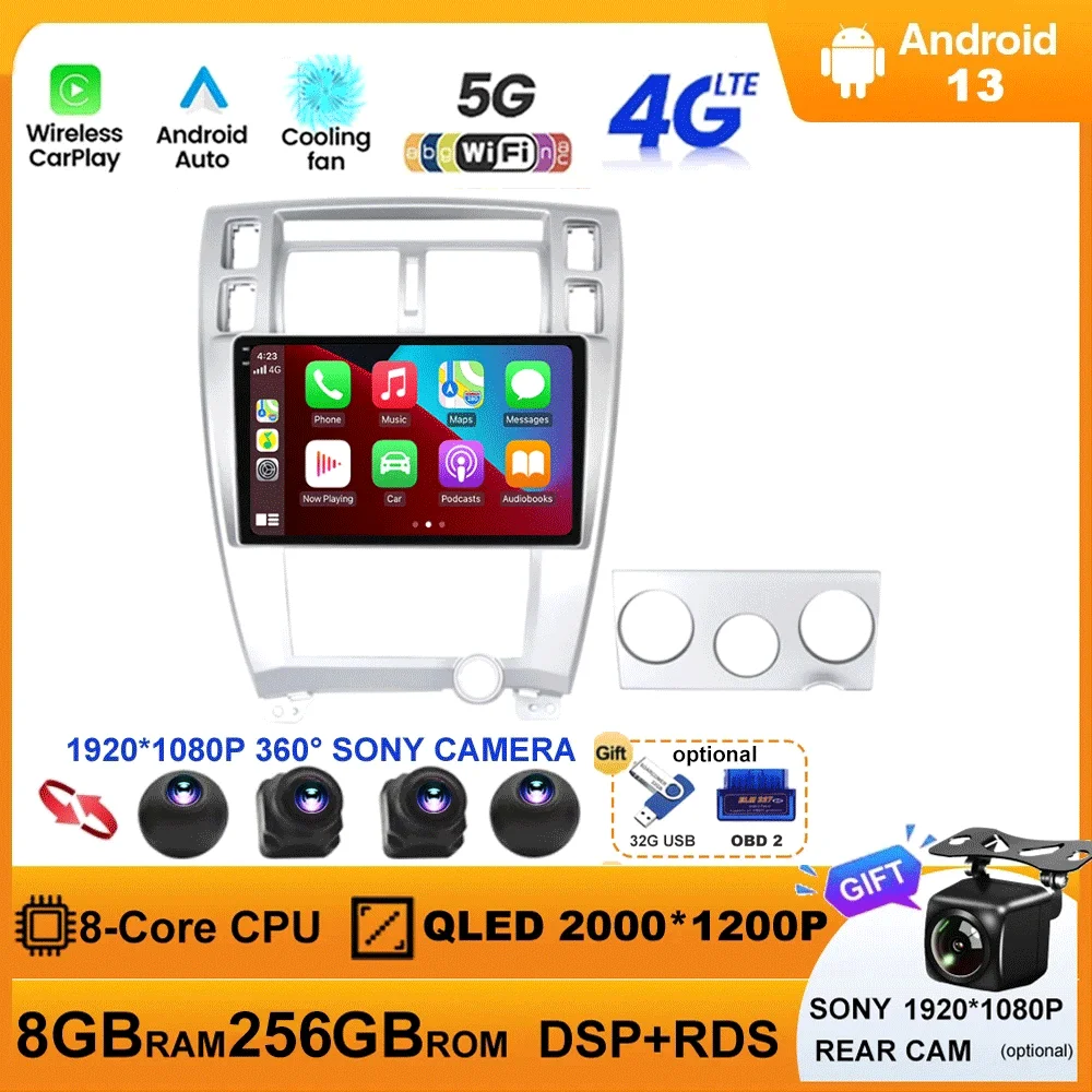 

Android 13 For Hyundai Tucson 2006-2014 Car Radio Multimedia Video Player Navigation GPS 5G WIFI DSP BT Carplay Auto 360 Camera