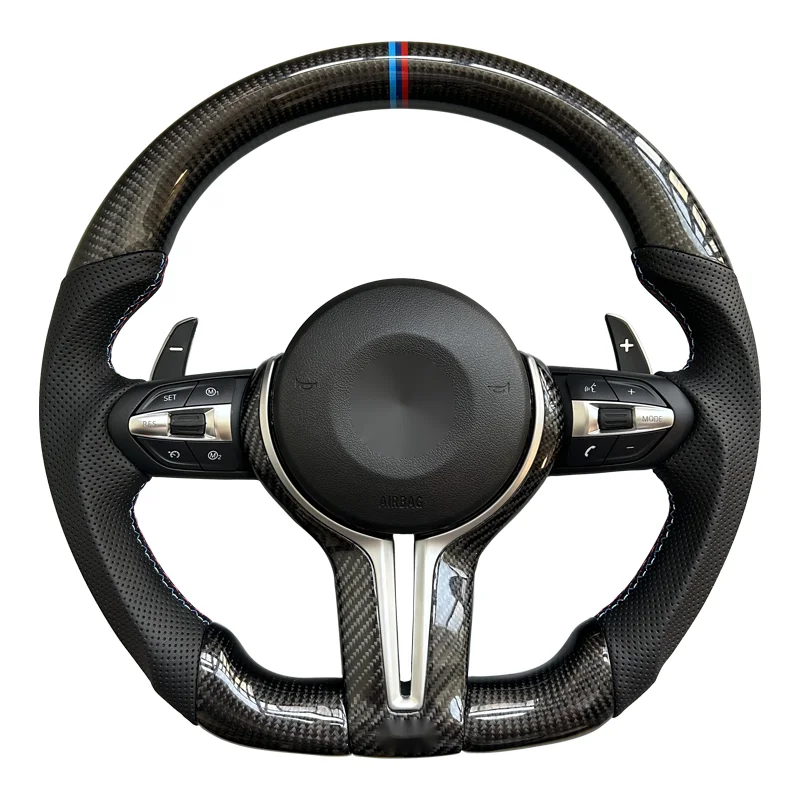 Steering Wheel Real Carbon Fiber Nappa Prefoed Leather Car Racing Steering Wheel Compatible For BMW M3F15F30 F20 F35 F25 F18,F10