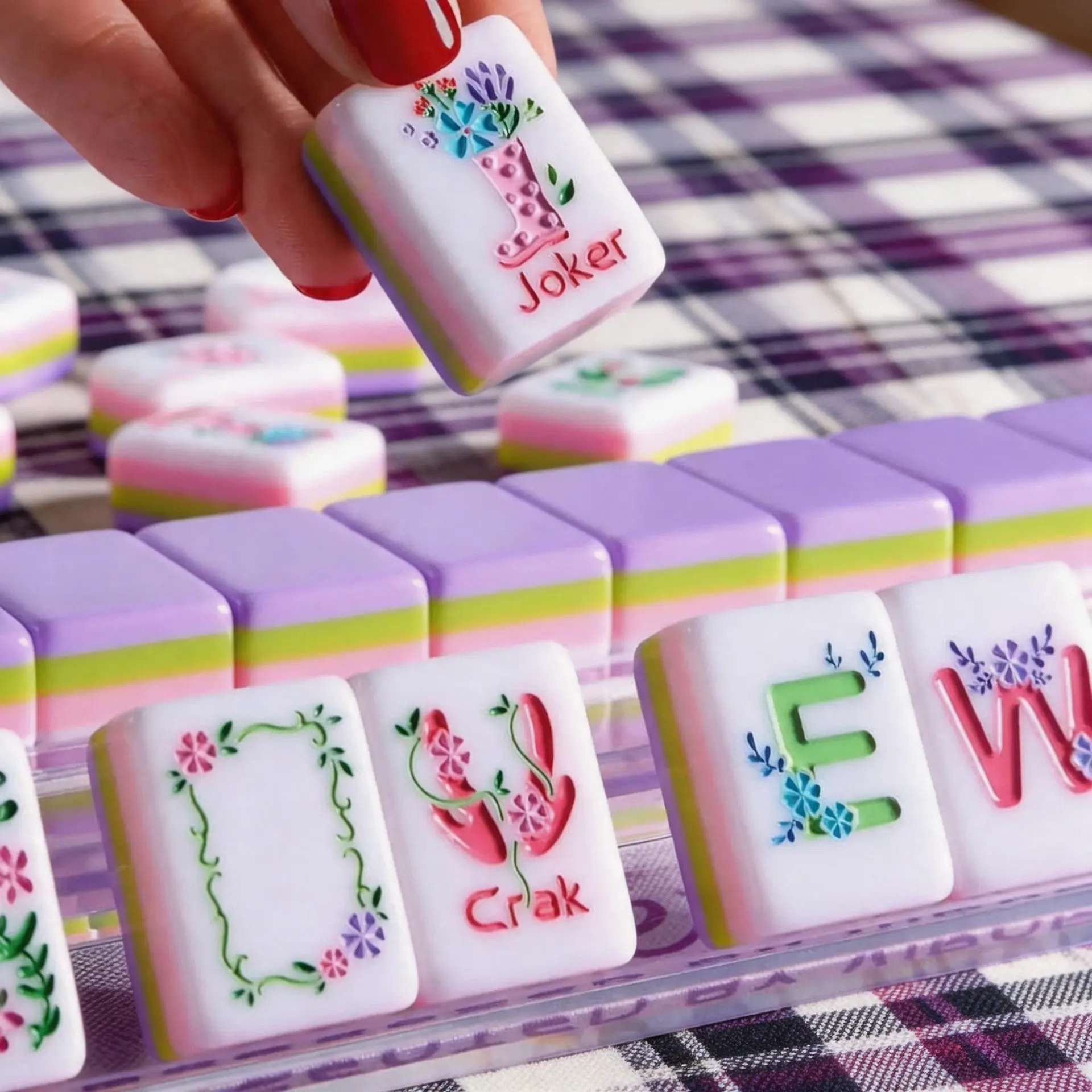 Hot Selling Wholesale Luxury Design Acrylic Engraved American Mahjong Tiles with 160 Tiles Customize Available