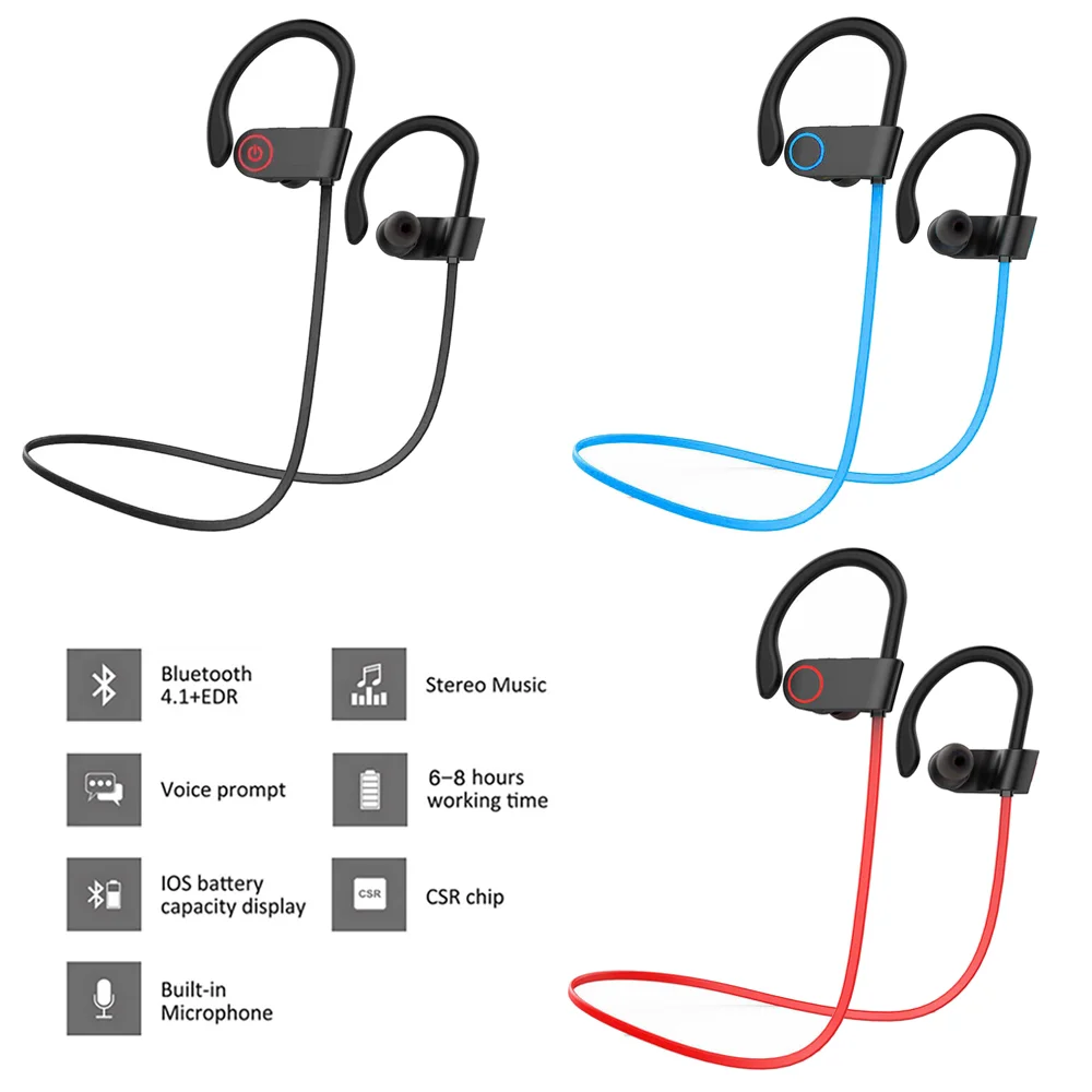 2024 Sports Neckband Wireless Running Universal Earphone Ear-hook Headphone Earplugs Super Stereo Headset Bluetooth Waterproof
