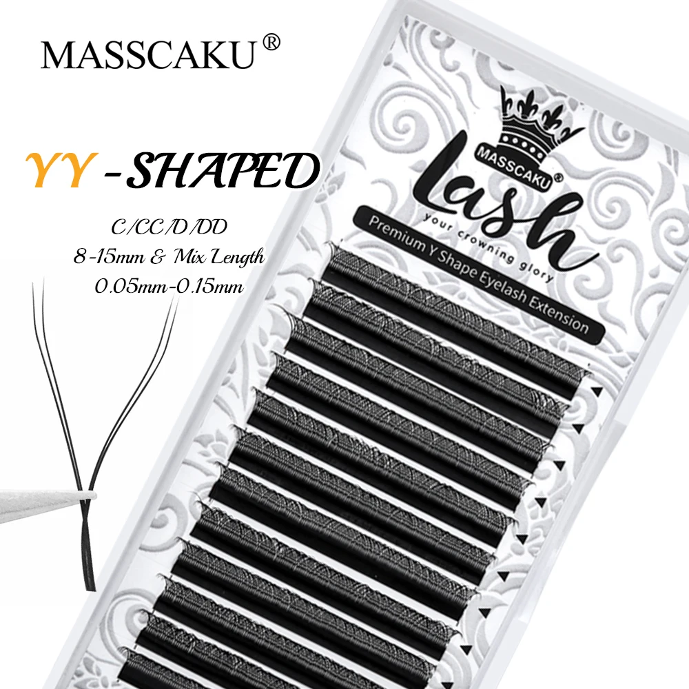 

MASSCAKU YY Shape Triple Tips Cross Lashes All Size 100% Hand Woven Premium Russian Volume Eyelashes Extensions Trays Supplies