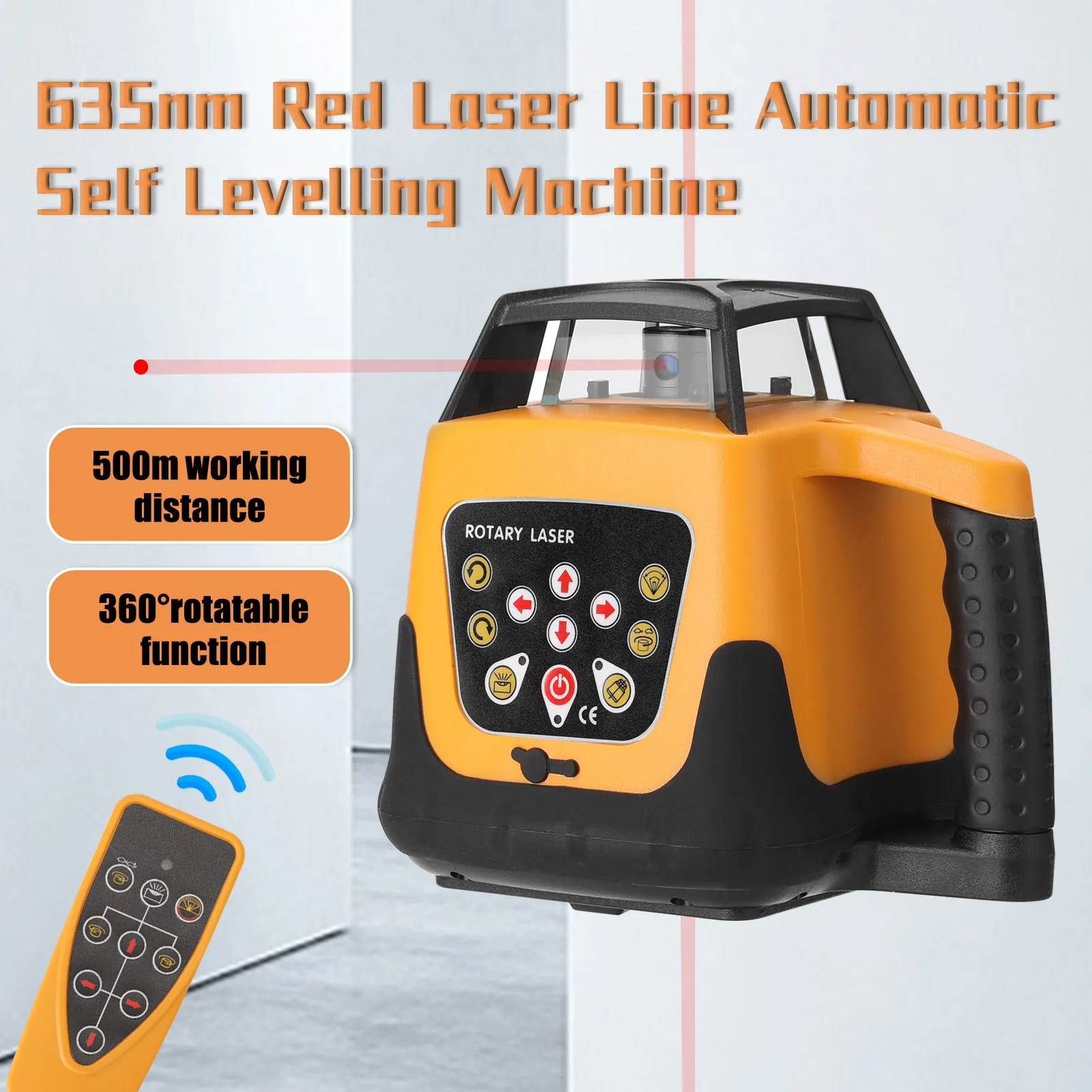 Moderne 635nm Rotlicht-Laser-Nivelliermaschine mit automatischer Selbstnivellierung, einstellbarer Rotationsrichtung, Geschwindigkeit und Winkel, 500m Arbeitsabstand – Detail 3
