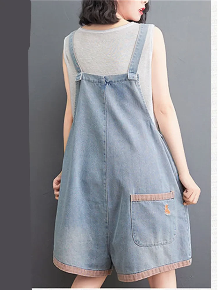 Summer Denim Jumpsuits for Women Korean Style Vintage Playsuits Wide Leg Pants Loose Trousers Oversized Overalls Female Clothes