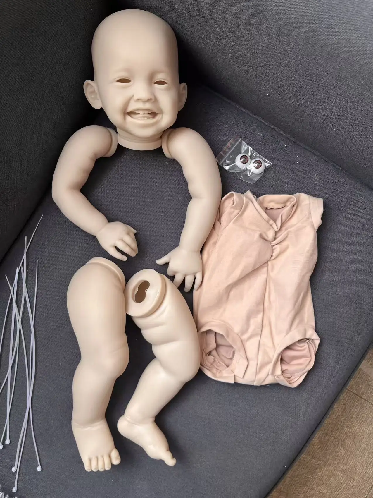 

24inches Reborn Doll Kit Happy Baby Mila DIY Blank Doll Parts with Body and Eyes Unassembled Unpainted Doll Kits