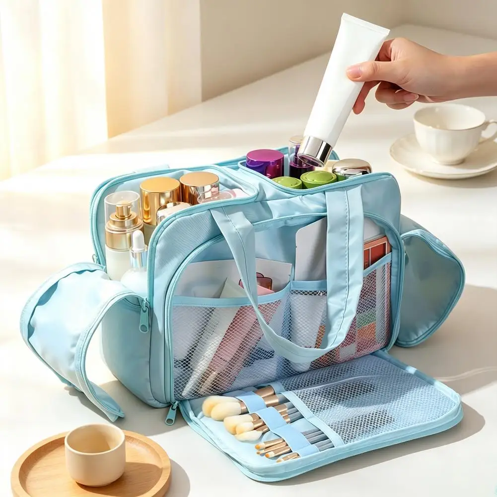 Leakproof Travel Storage Bag for Toiletries Travel Toiletry Bag for Women Wide-open Puffy Makeup Organizer Waterproof Cosmetic