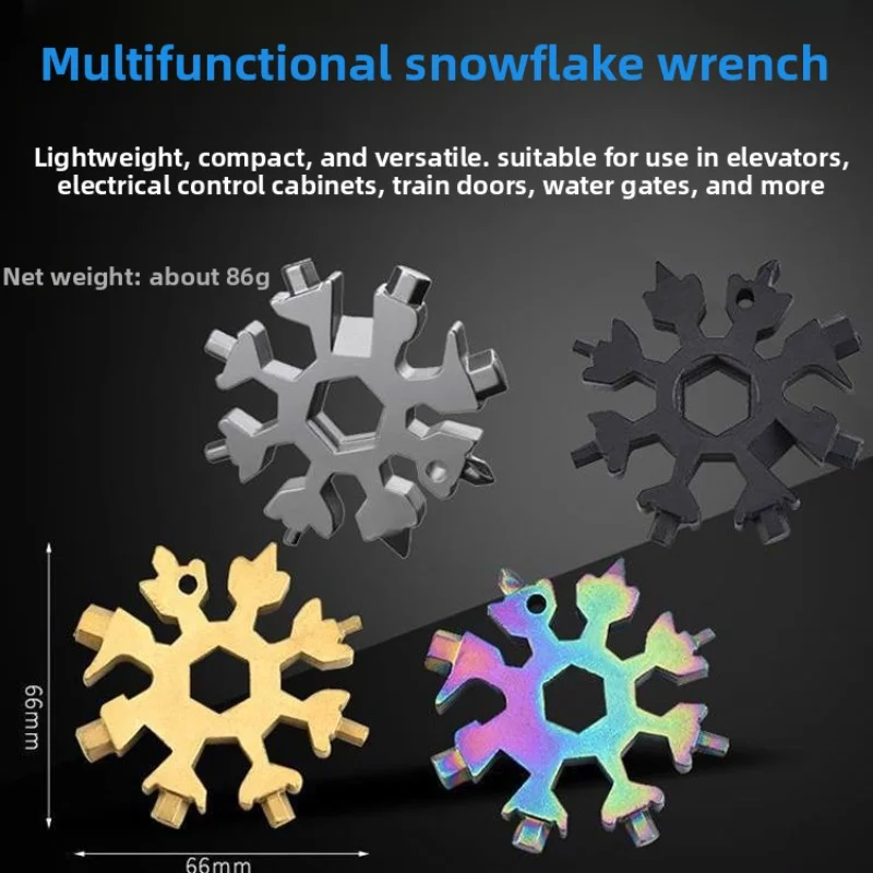18-in-1 Stainless Snowflake Wrench Multi-Tool Popular portable Steel Creative Outdoor bicycle repair tool Open a bottle