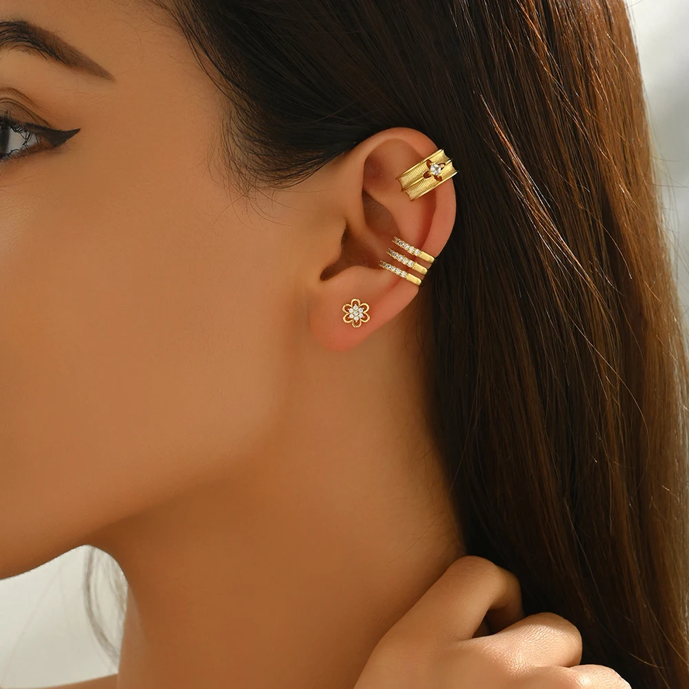 Light Luxury Gold Color Clip On Earrings For Woman Non-Piercing Bone C-Shaped Ear Ring Unique Without Puncture Earrings Jewelry
