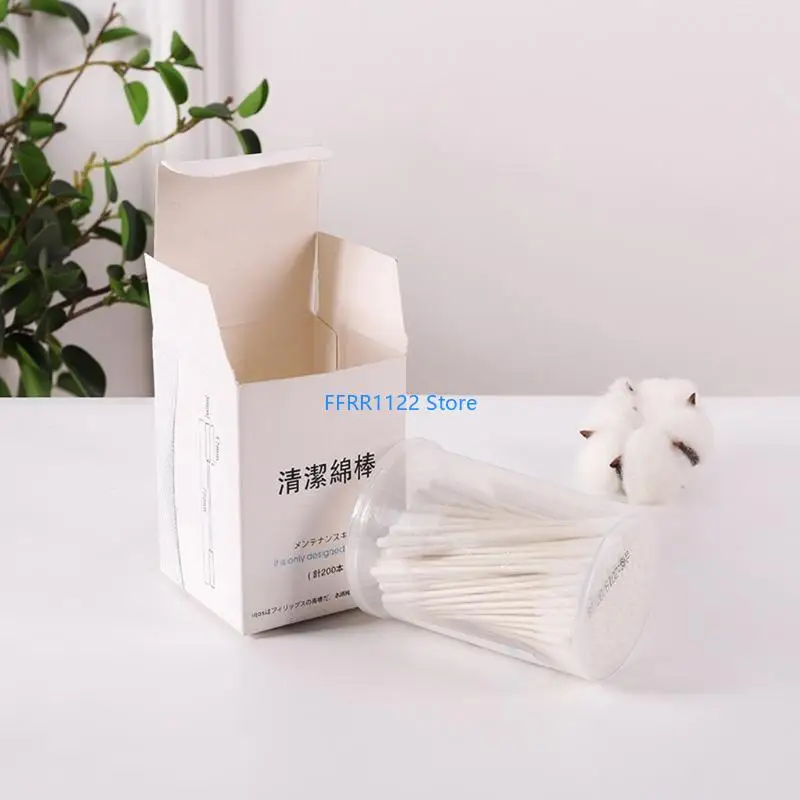 Y1UF 200 قطعة/صندوق مزدوج للرأس أعواد قطنية آذان الأنف تنظيف أدوات العناية براعم المتاح القطن قضيب الاستخدام اليومي النساء