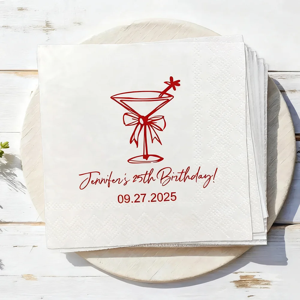 

Custom 20 Sheets Birthday Cocktail Napkins Party Table Decoration Milestone Birthday Celebration 25th 30th Souvenir Accessories
