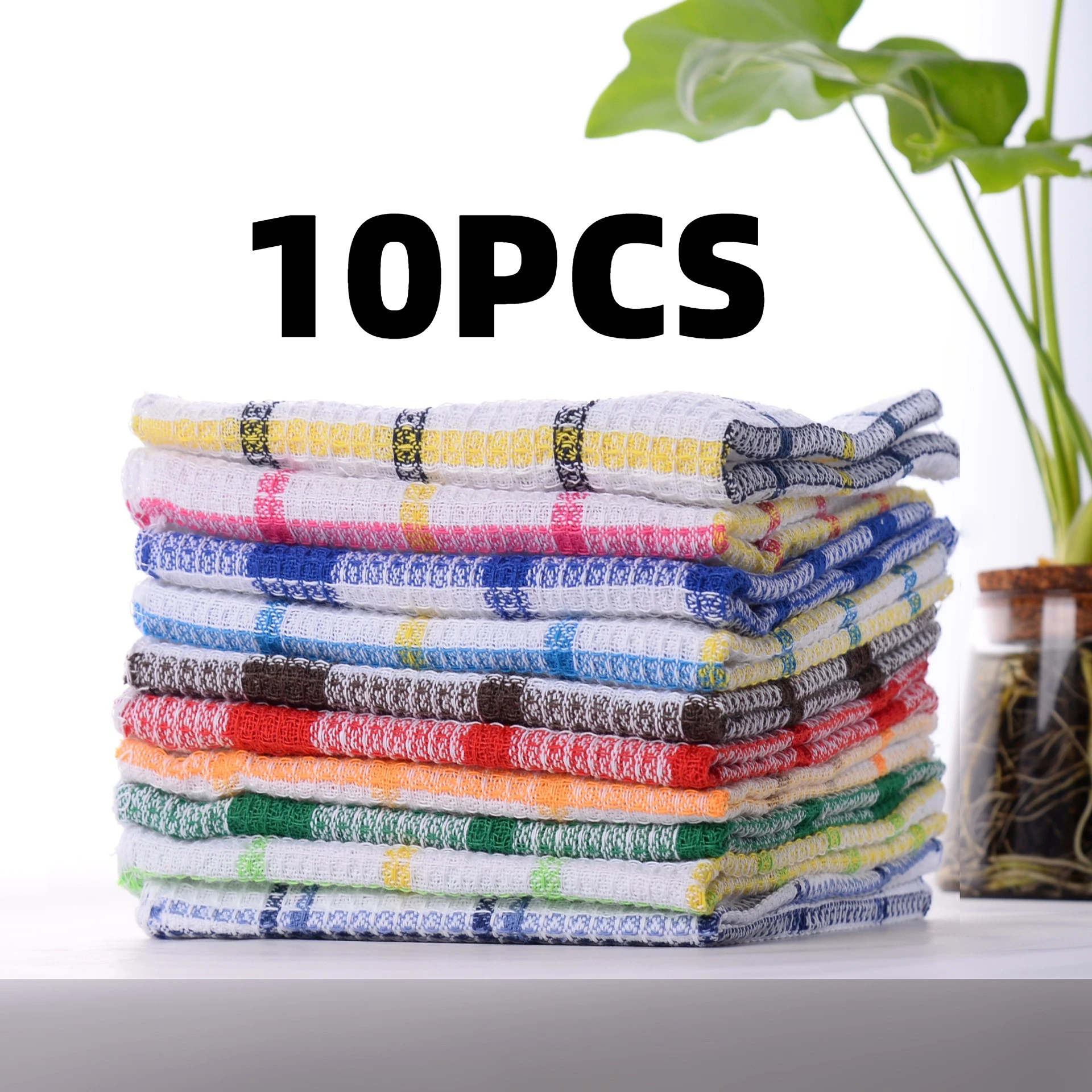 10 Stück Spültücher mit Waffelmuster, karierte Küchentücher, Küchenreinigungstuch, sehr saugfähig, schnell trocknend, fusselfrei