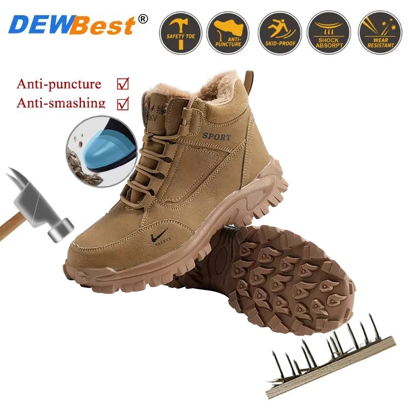 Safety shoes anti-smash anti-puncture non-slip wear-resistant lightweight workshop site safety protection cotton shoes