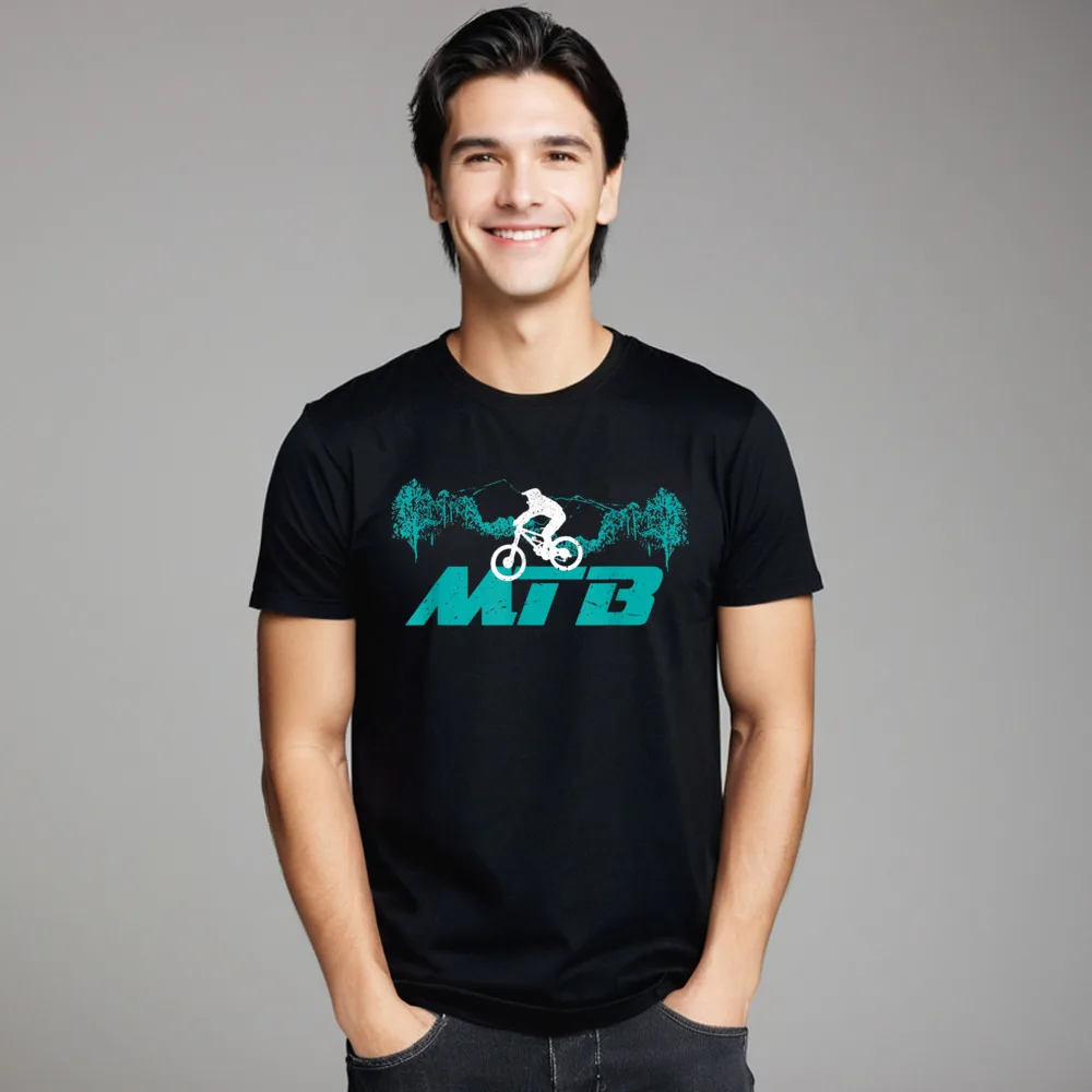 Normal T Shirts Funny Crewneck Mountain Bike - MTB Downhill 100% Cotton Fabric Male Tops Tees Slogan Short Sleeve Tshirts