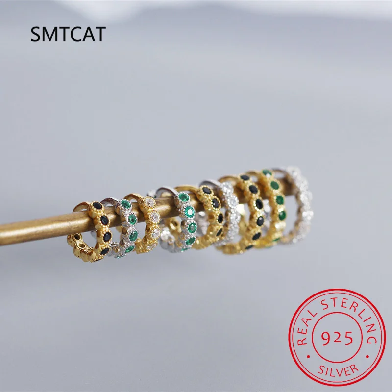 14K Gold Plated Moissanite Hoop Earrings for Women, D Color Round Cut Lab Diamond 925 Silver Hypoallergenic Earrings MSE005