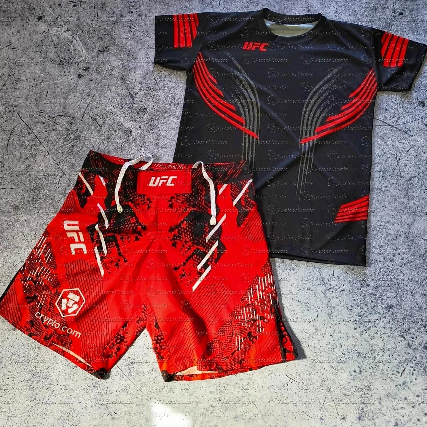 

Charles Oliveira Red UFC Edition Boxing Fighting Tee And Shorts Set for Men Breathable Wrestling Running Sweat-Absorbing Jersey