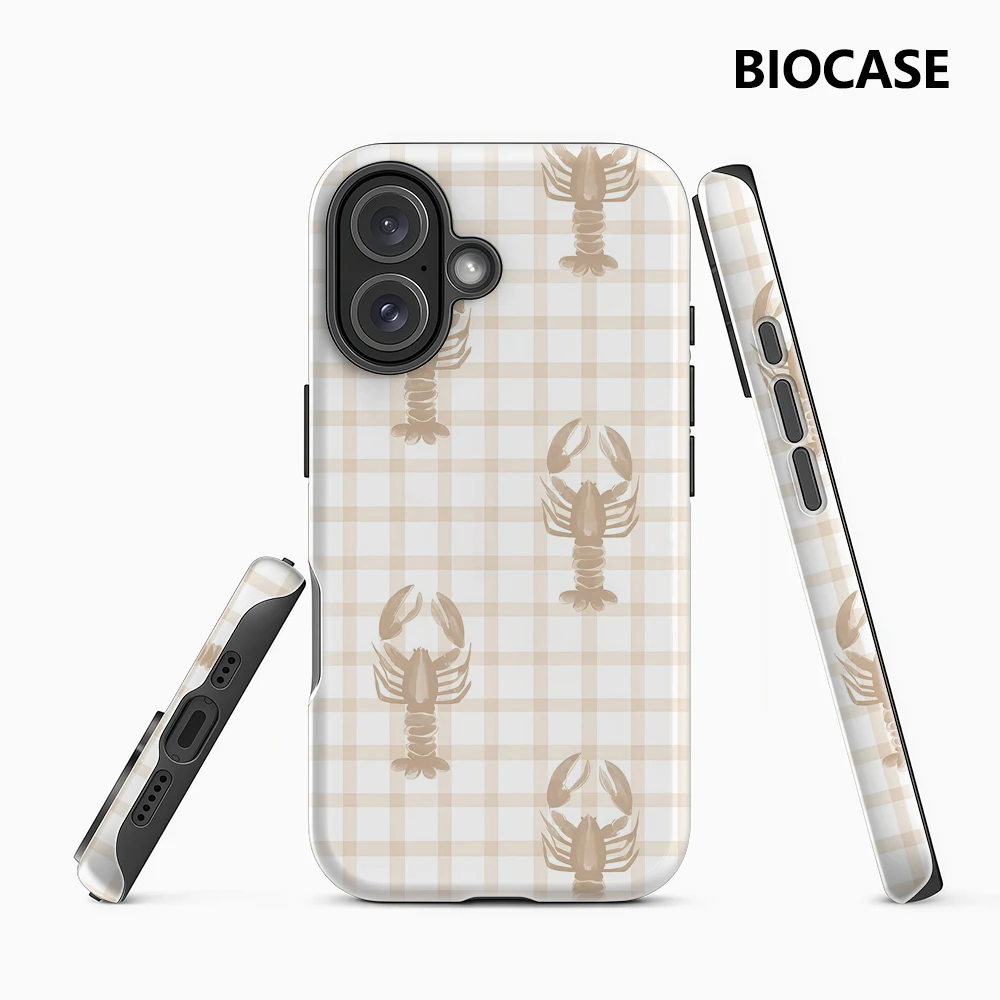 Hellbraune Hummer-Schachbrett-Handyhülle für iPhone 17 Must-Haves für iPhone 17 16 15 14 13 Pro Max Plus, doppellagige Rückseite