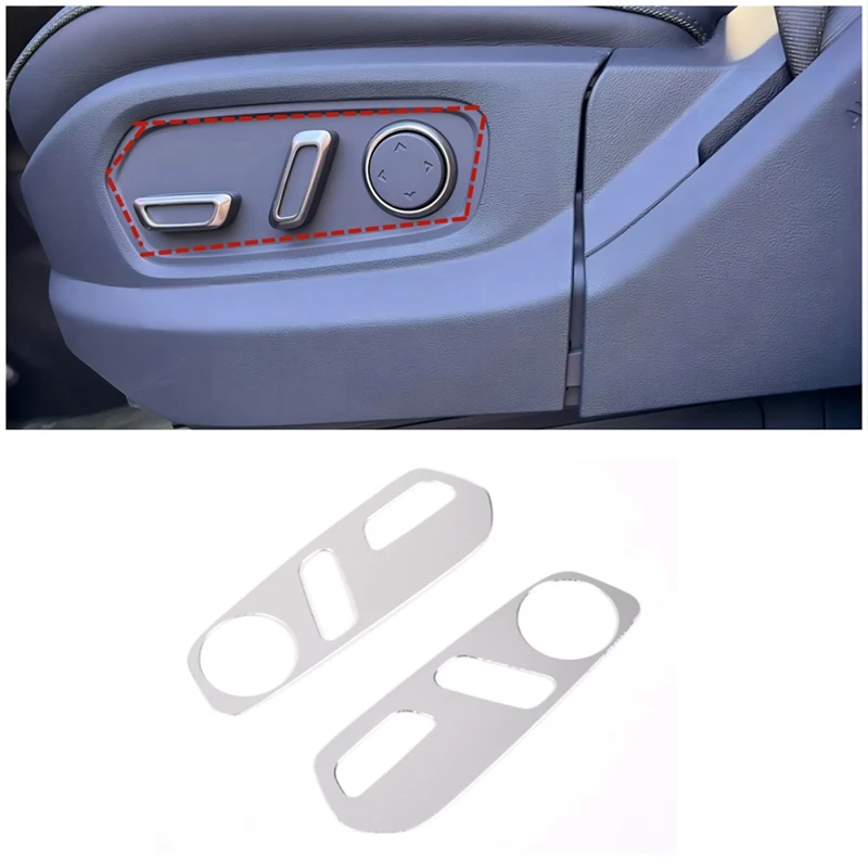 

2 PCS Car Front Seat Adjustment Switch Panel Cover Trim Accessories Silver Interior Accessories For Rivian R1T R1S 2022 2023