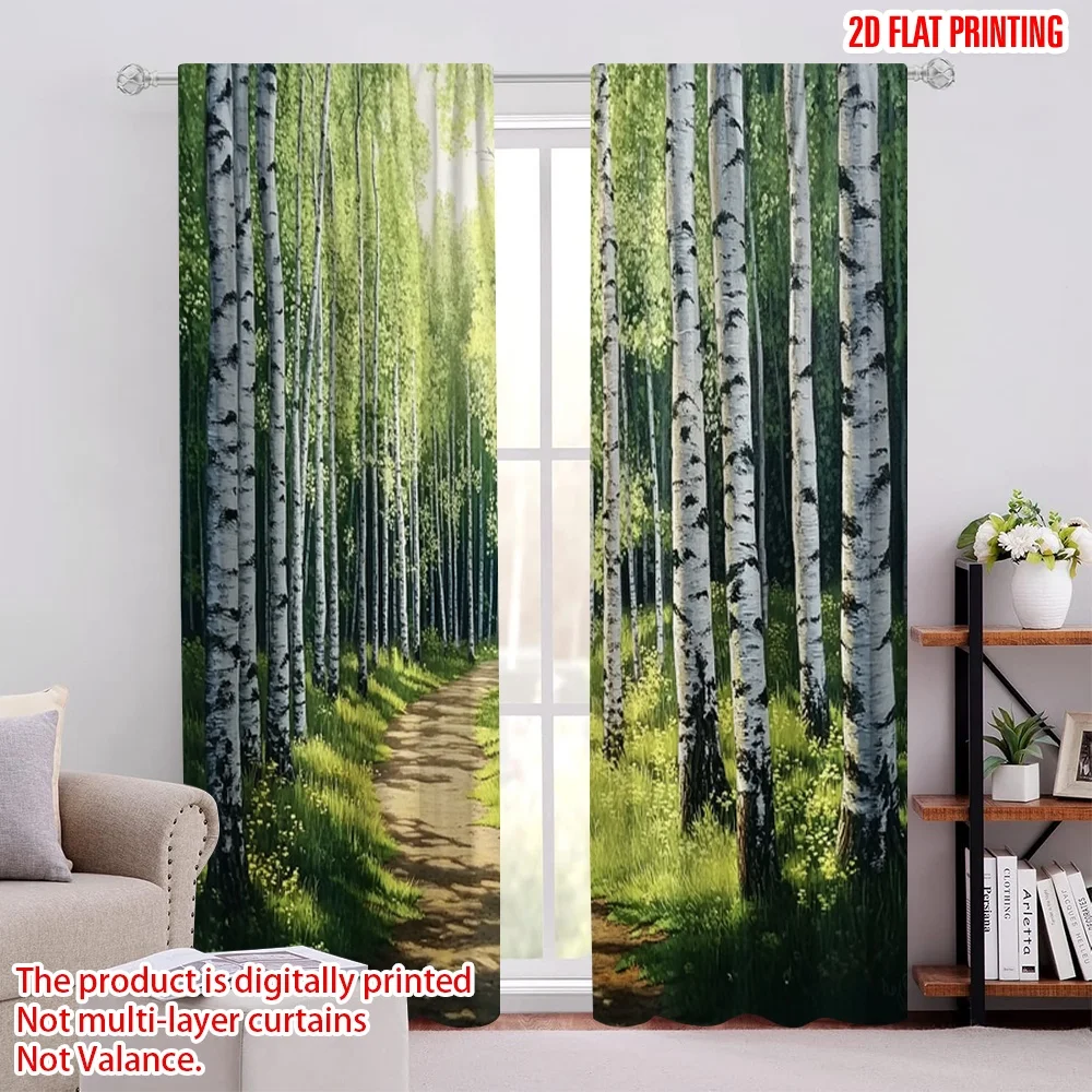 2 Stück 2D-Flachdruck-Partyvorhang, Naturlandschaft, digital bedruckte Polyester-Vorhänge, festliche Wanddekoration, Verwendung für Fotokabinen