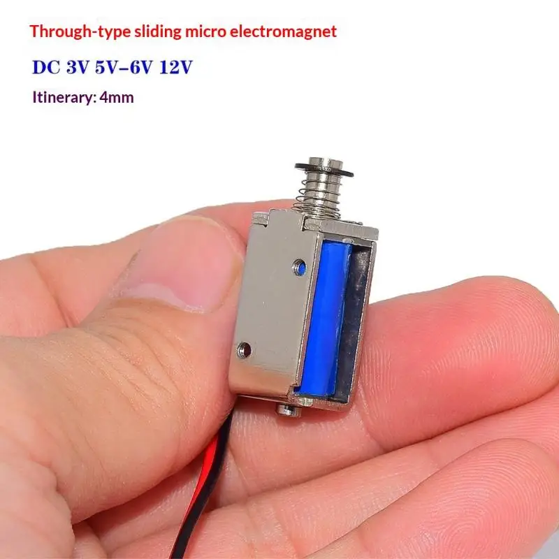 Mini Through Type Push Pull Solenoid Electromagnet DC 5V 6V 12V 4mm Stroke Energy Saving for Small Automatic Equipment Producti