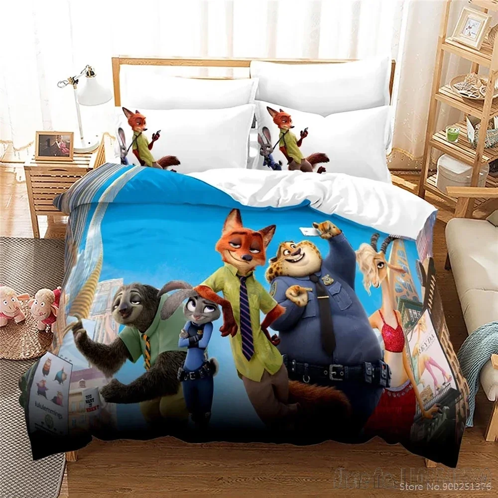  Cartoon Zootopia Zootropolis 3d Printed Duvet Cover Set HD Comforter Cover Bedclothes for Kids Bedding Sets Bedroom Decor