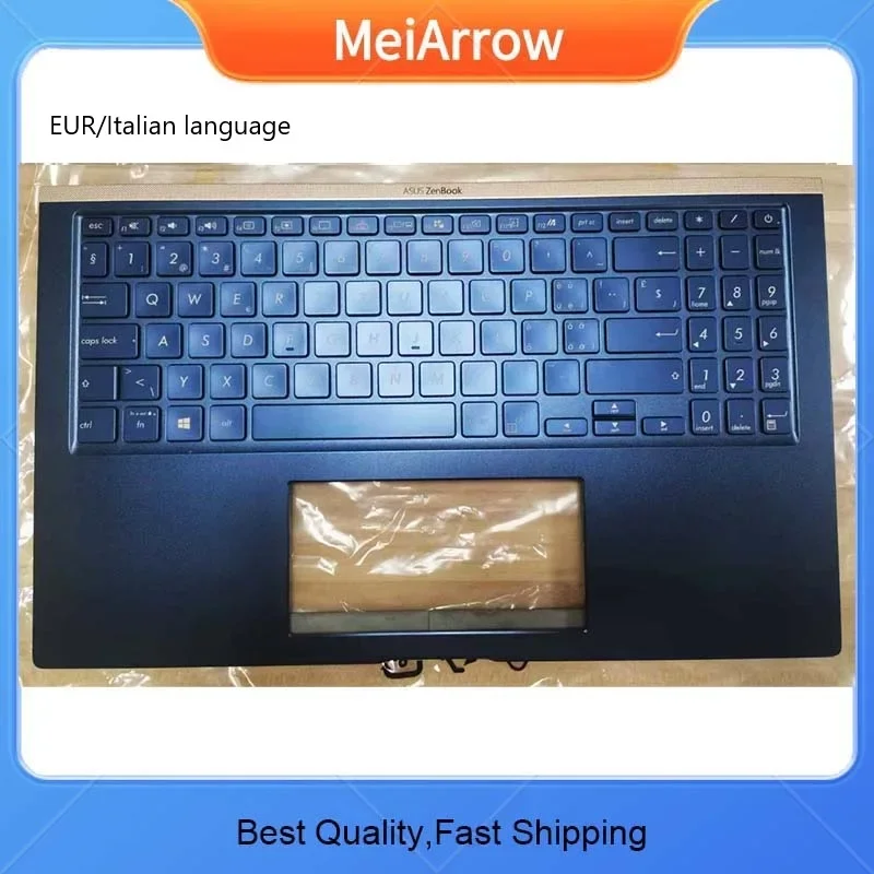 Neu/Original für ASUS ZenBook 15 UX534 UX534FD UX534F Handballenauflage EUR/italienische Tastatur obere Abdeckung mit Hintergrundbeleuchtung, Blau