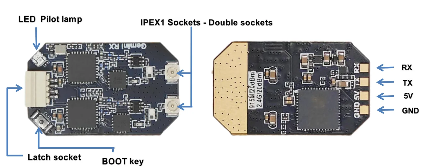 Elrs 2.4ghz 915mhz banda dupla e receptor de diversidade de antena tipo t expresslrs ipex1 rx lr1121transceptor para drone pfv de longo alcance