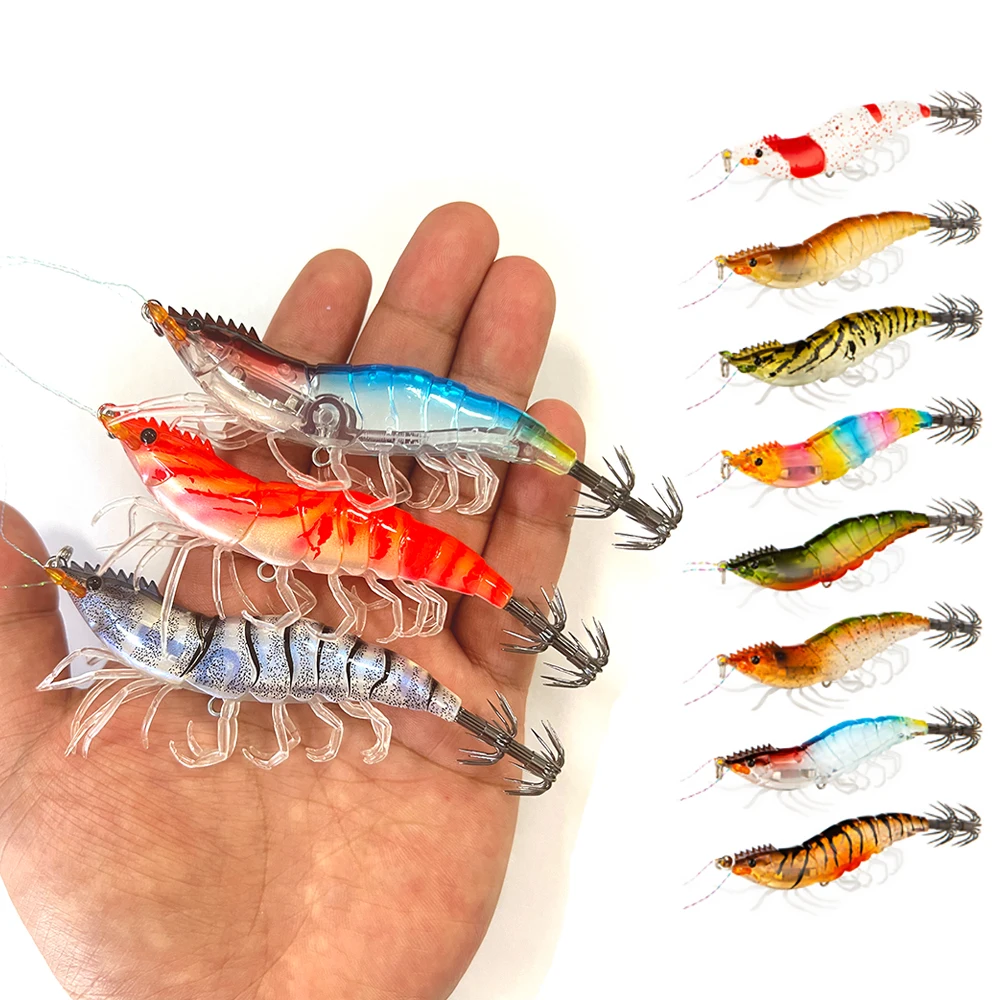 

1pcs Luminous Wooden Shrimp Bait 10g Octopus Lures Cuttlefish Luminous Jig Squid Saltwater and Freshwater Artificial Shrimp Bait