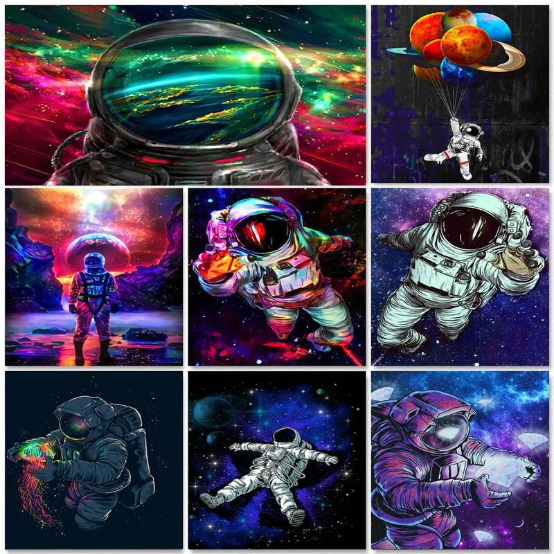 

GATYZTORY Decorative 5D Diamond Painting DIY Gifts Cross Stitch Kits Astranauts Full Diamond Embroidery For Adults Wall Decor