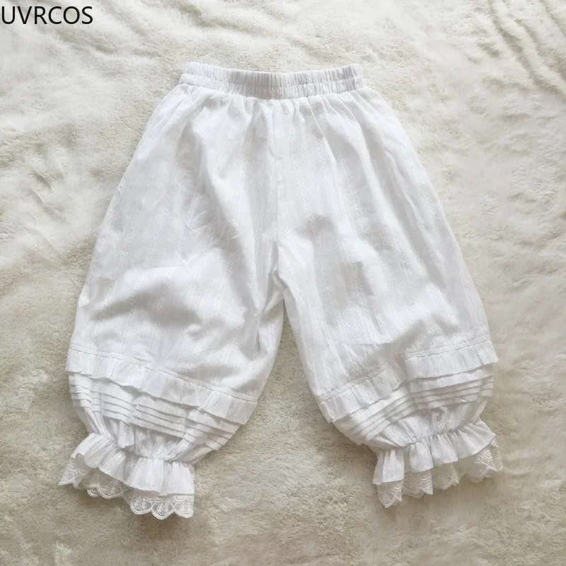 Pantalones cortos de seguridad de Lolita para mujer, bragas con volantes Kawai JK, cintura elástica de algodón, bombachos de Victoria, estilo japonés