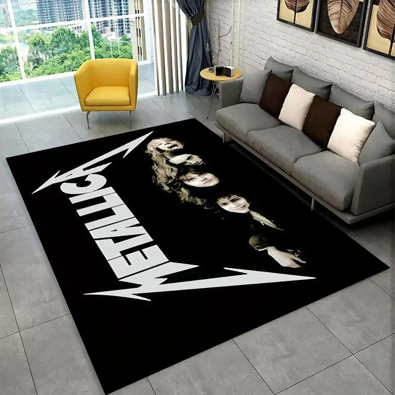 Metal Band M-Metallica Thrash Cartoon Non-Slip Area Rug for Living Room,Bedroom,Playroom,Soft Carpet Floor Mat Home Decor Rug