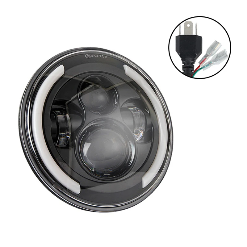 New 7 Inch 6000K LED Headlight High/Low Beam IP67 Waterproof Offroad Motorcycle Angel Eyes Driving Light for Wrangler