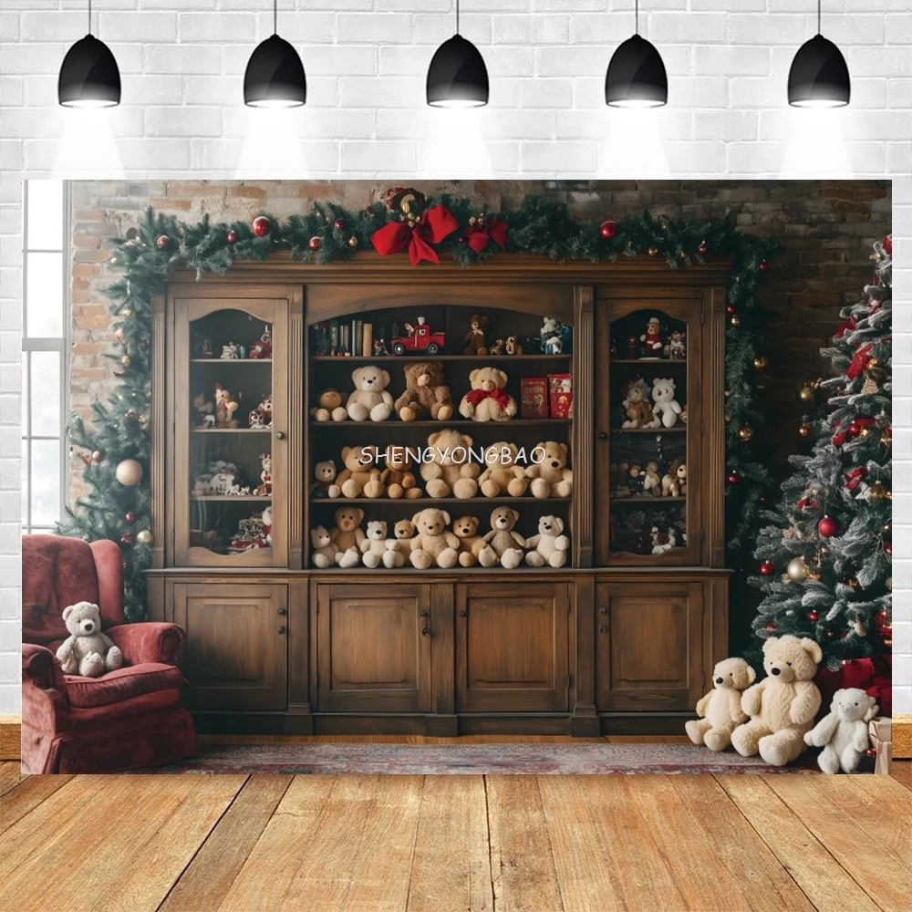 Christmas Toys Gifts Cabinet Backdrop Xmas Party Kids Family Portrait Photography Background Decor Photostudio Photobooth Props