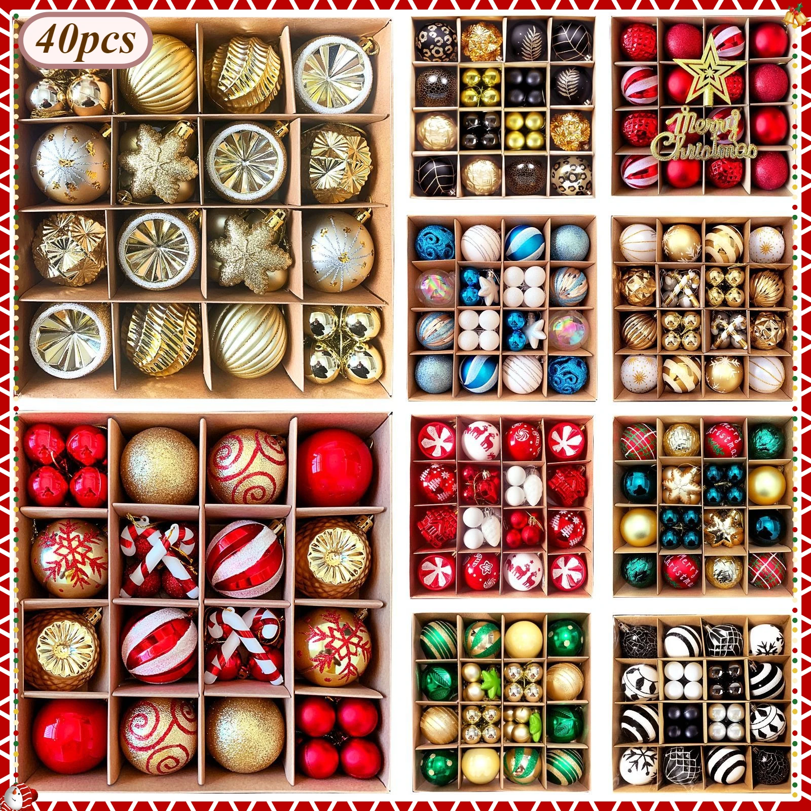 

40pcs Christmas Ball Decoration Set 6cm Electroplated Ball Plastic Painted Christmas Ball Christmas Tree Decoration Pendant Gift