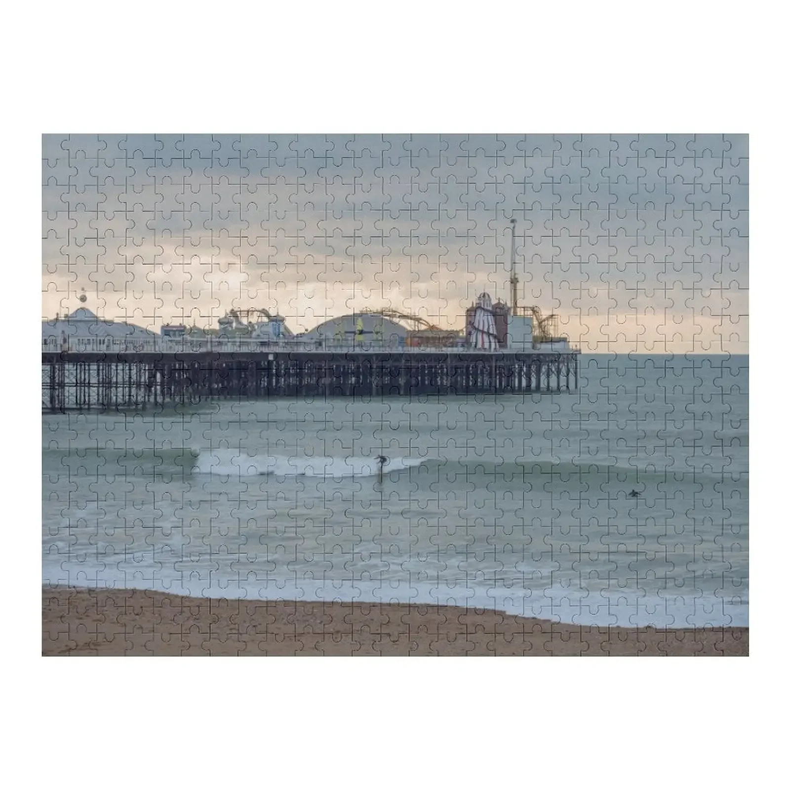 

Brighton Pier and Surfers Jigsaw Puzzle Personalized Name Personalized Gift Married Wooden Boxes Puzzle