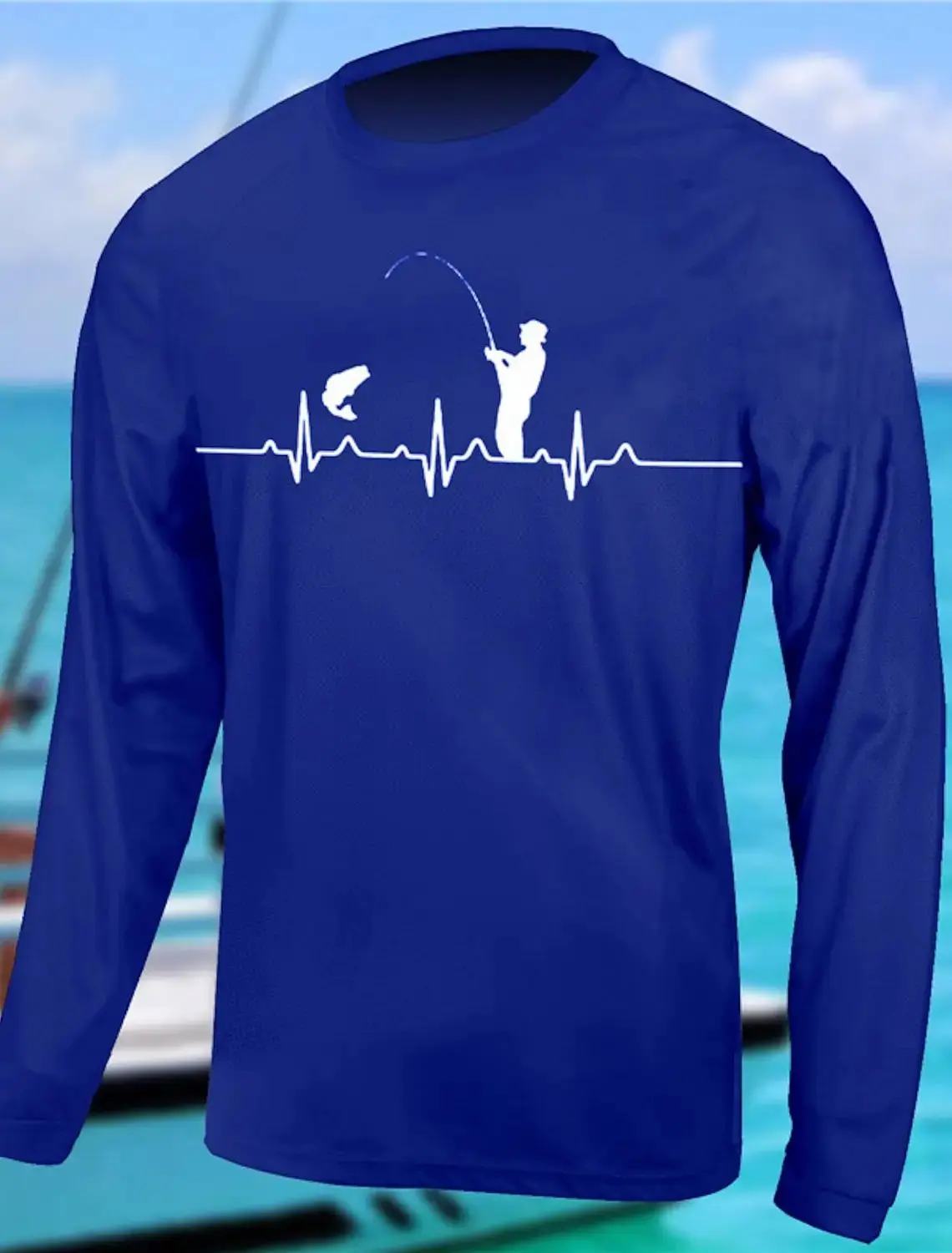 قميص رجالي مطبوع واقي من الشمس لصيد الأسماك في الهواء الطلق يسمح بمرور الهواء وسريع الجفاف وممتص للعرق ملابس واقية من الشمس ملابس رياضية لصيد الأسماك