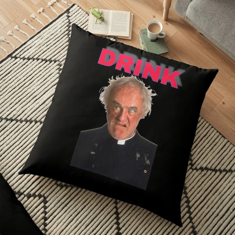 Father Ted Drink Pattern Pillow Case Fashion Square Cushion Car Sofa Home Office Decor