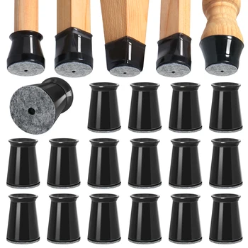 28 Pack Black Chair Leg Floor Protectors, Stool Leg Protectors Cap, Furniture Pads Silicone Chair Leg Covers for Hardwood Floors