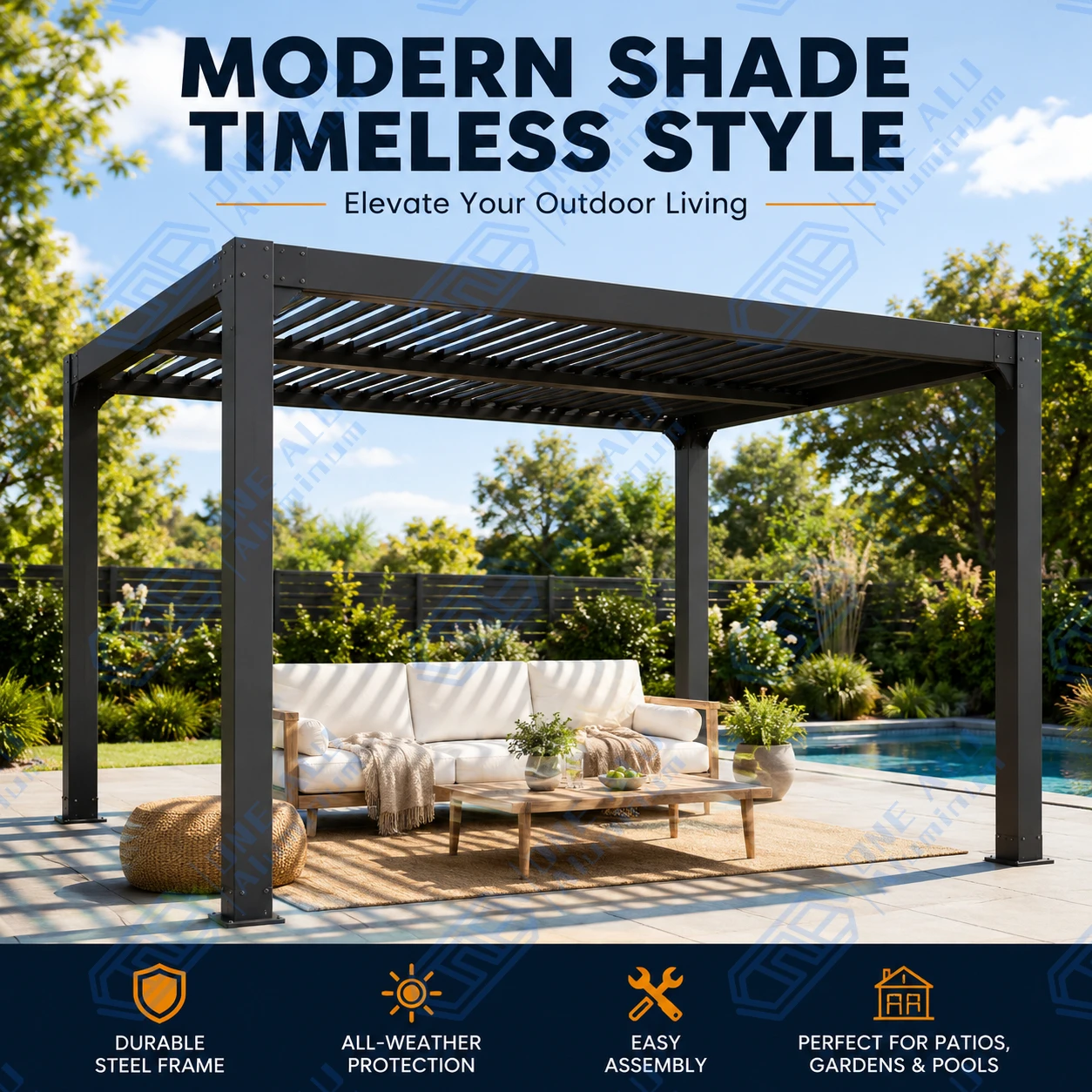 Electric Bioclimatic Aluminum Modern Pergola Gazebo Waterproof Heavy Duty Adjustable Louvered Roof Outdoor Patio Garden Yard