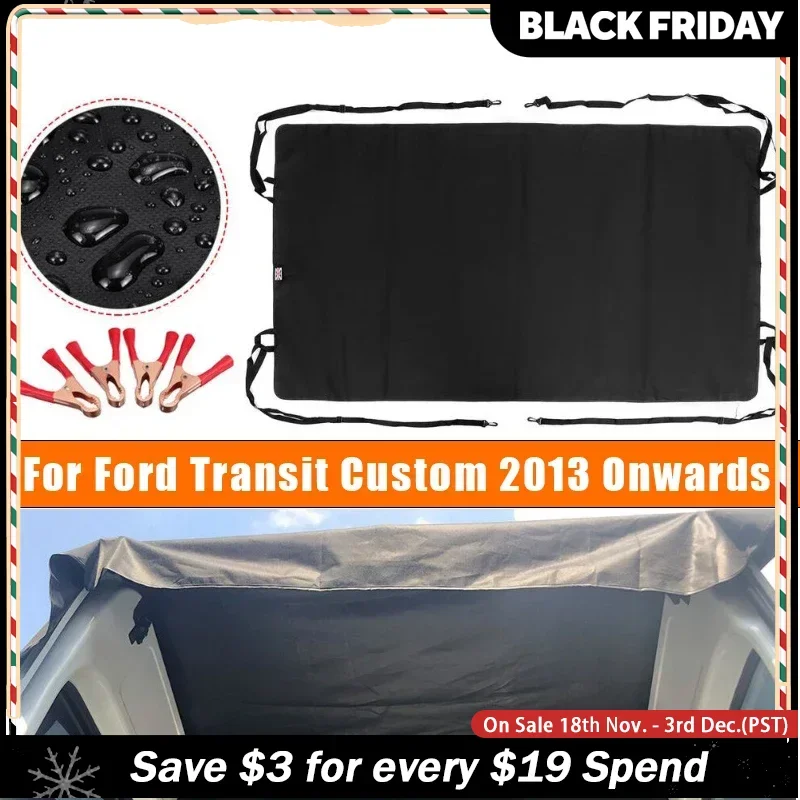 600D Rear Barn Door Awning Cover Black Fit for Ford Transit Custom 2013 Onwards for VW T5 T6 Campervan Wear-resistant Waterproof