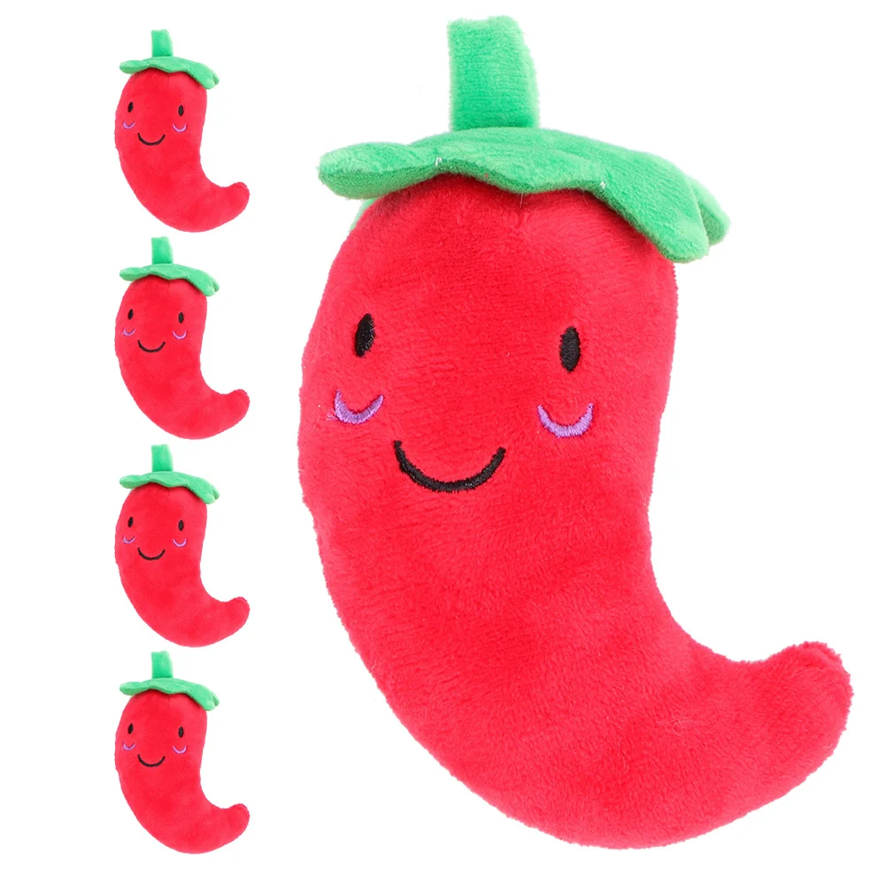 

5Pcs Pet Sound Squeaky Chewing Interactive Chili Pepper Shaped Dog Cat Play Enrichment Supplies Hot Pepper Dog Toy