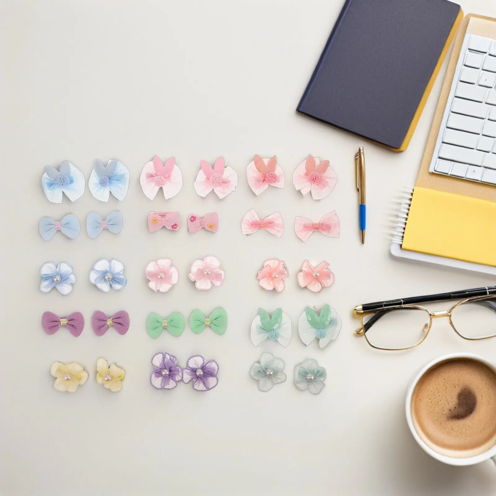 

48Pcs Colorful Princess Hair Bow Clips Set for Toddler Girls Birthday Party Daily Wear Kids Hair Accessories Fairy Tale Bows