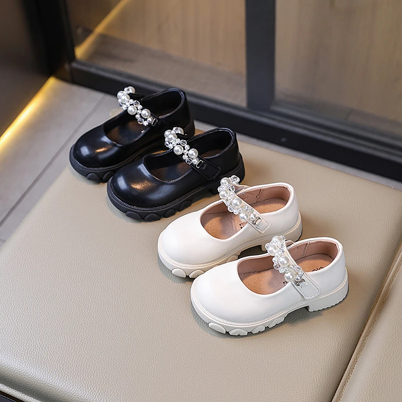 Girl's Shoes Spring Autumn Luxury Kids Fashion Leather Shoes Thick Sole Causal Children Performance Black Mary Jane Shoes Simple