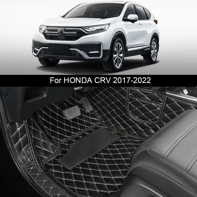 

For Honda CRV Hybrid 2017-2022 LHD Custom PU Leather Car Foor Mat Wear Resistant Waterproof Wire Mat Internal Auto Accessory