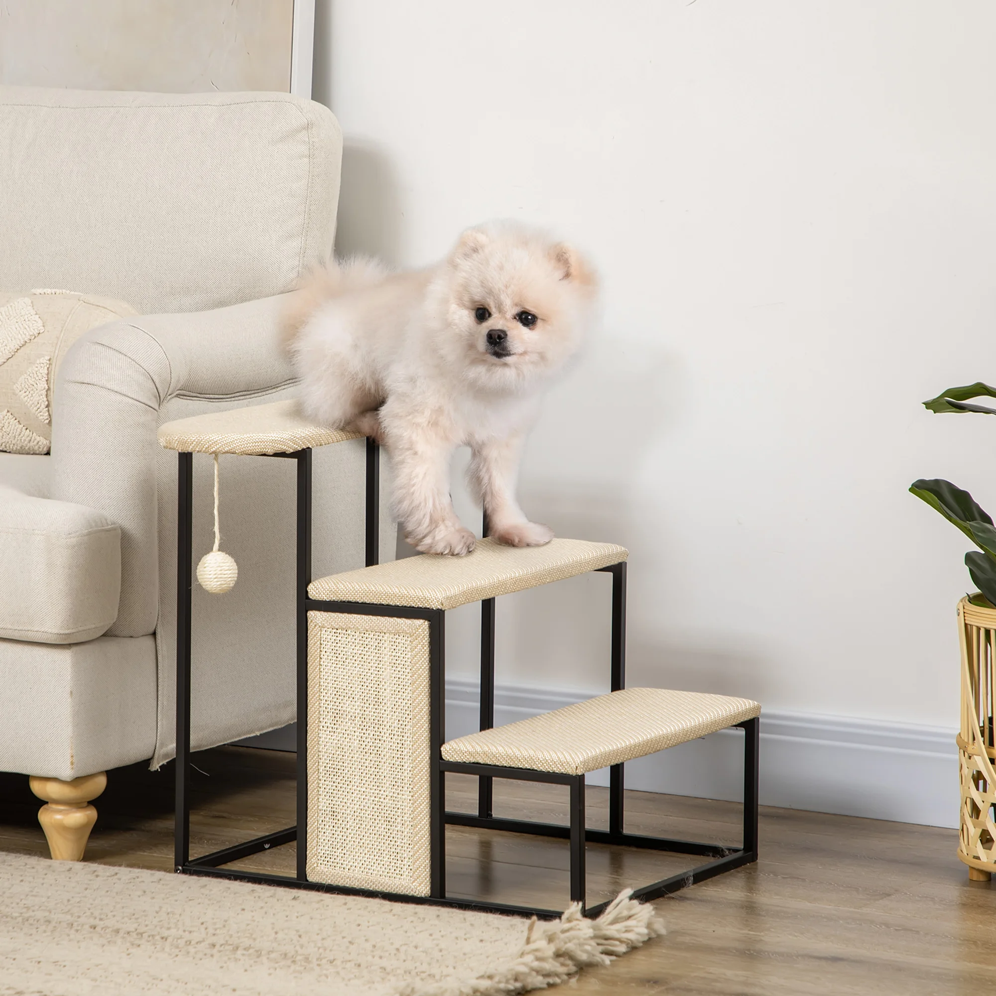 Scala per cani PawHut 3 gradini 53 cm di altezza Scala per animali domestici per gatti fino a 6 kg scala per gatti rampa per cani ausilio per imbarco per letto