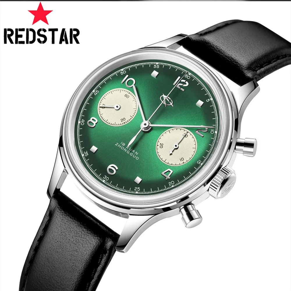 RED STAR Pilot Men 's Chronograph 1963 Watch Original St1901 Movement Mechanical Wristwatches Casual Fashion38mm Watches Leather