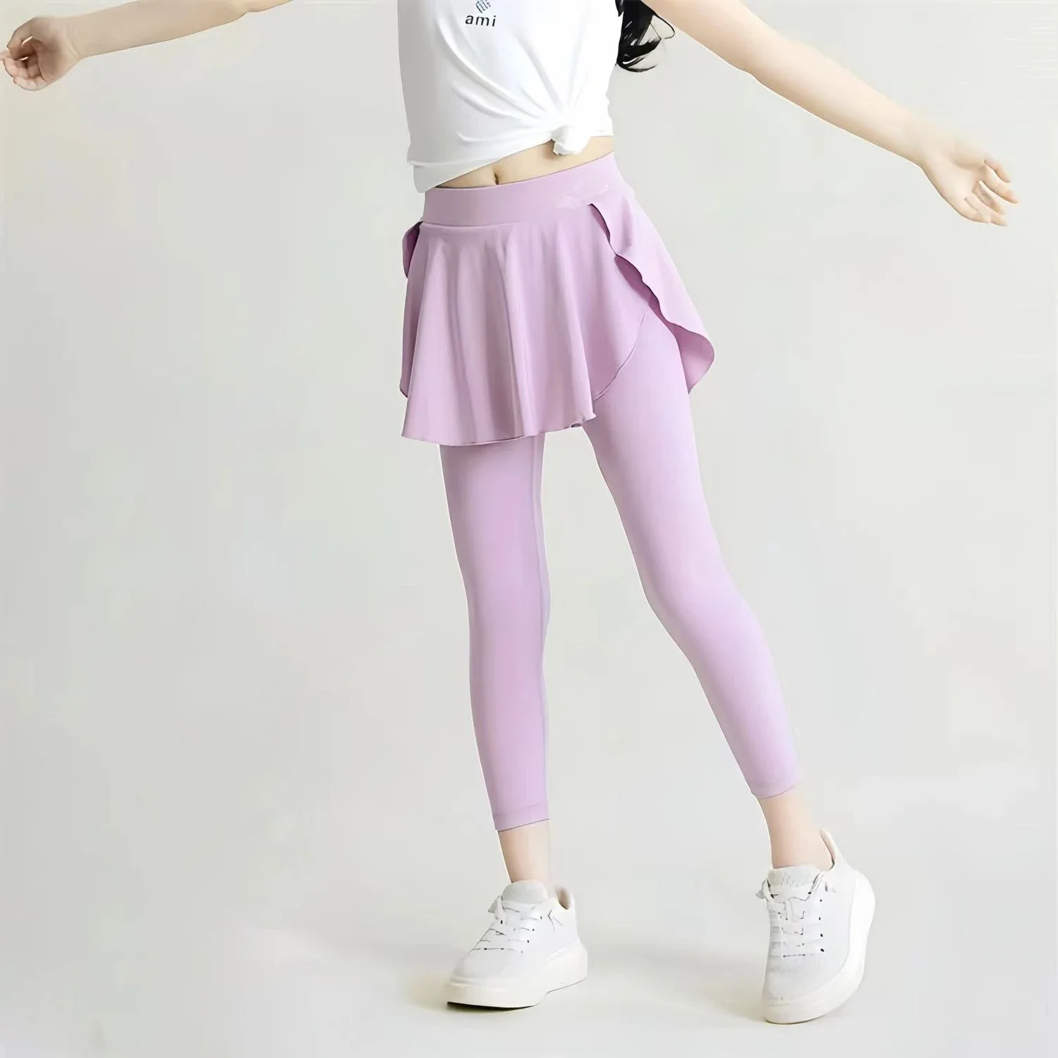 Kids Girls Yoga Skinny Pants Children Quick Drying Skirt Pants Princess Dance Clothing Teenage Girls Sporty Skirt Leggings