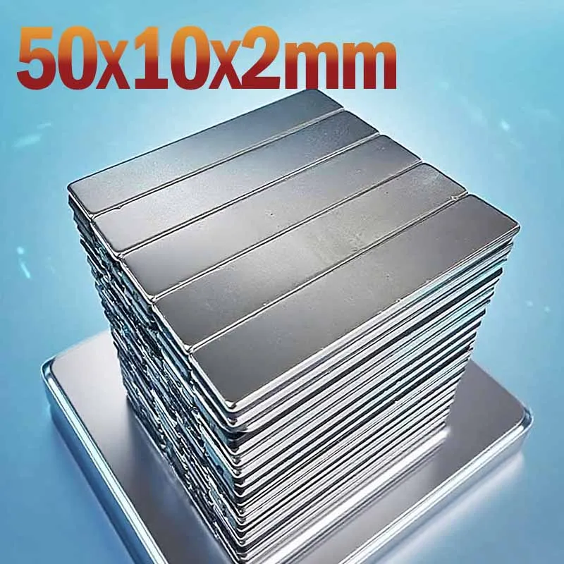 N35 NdfeB 50x10x2mm Magnet Square Shape Permanent Magnetic Imanes 50*10*2mm Accessory Strong Neodymium Fridge Magnet 2-30pcs