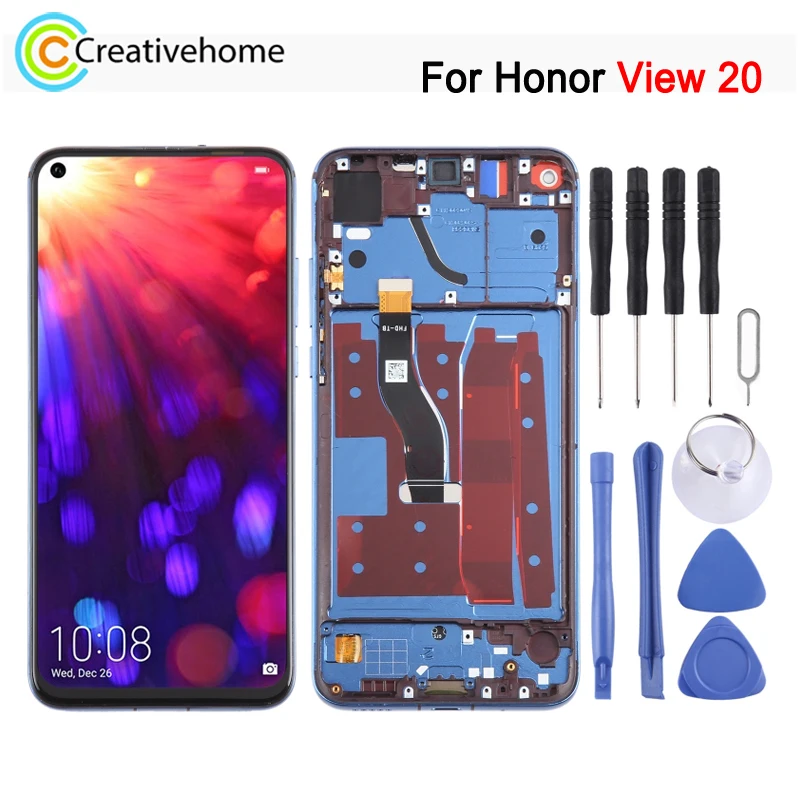 6.4-inches IPS LCD Screen For Honor View 20 Phone LCD Display and Digitizer Full Assembly Repair Spare Part with Frame