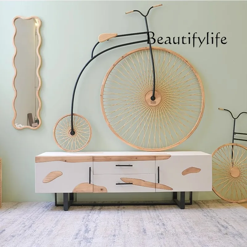 

TV cabinet, living room, household floor-to-ceiling storage locker, integrated small apartment side cabinet, antique modern and